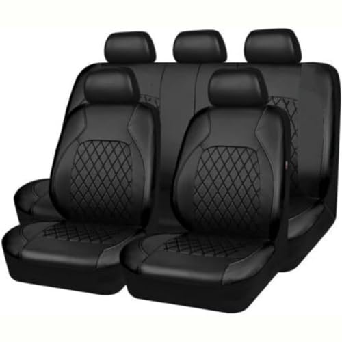 JCAKES 9 Pcs Car Seat Cover for Tesla Model 3 2019-2023, Leather Front Back Full Surround Protectors Pad Breathable Waterproof Accessories,D/Black