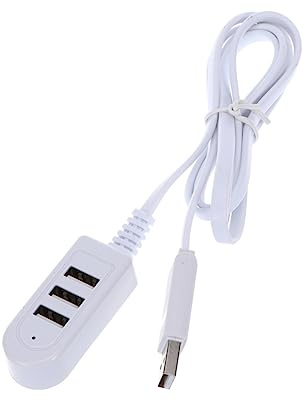 3 USB Multi Function Charger Hub Extension Line 1.2m White | Plastic Build, Offline Charging and Data Transfer, Mini Compact Form, Easy Carry for Laptop Use