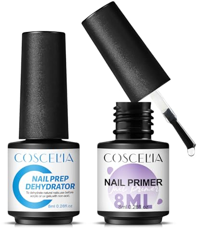 COSCELIA Primer für Gelnägel Dehydrator für Nägel Set, Superior Bonding Primer Set 8ml Professional Nail Prep Natural Dehydrate Quick Air Dry für UV Gel Nagellack und Acrylic Powder