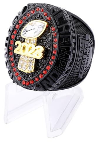 guancrown 2023 Fantasy Football Championship Ring Trophy Award Preis Sport MVP Gewinner FFL League Champion Ring, 38, Zink, Schwarzer Diamant