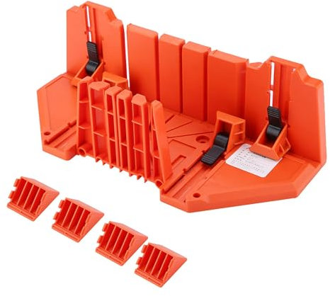 Leapiture Schneid-Gehrungslade, Kunststoff-Gehrungslade, Holzschneiden, Handsäge, Hardware-Werkzeug, 35,6 cm, mit Klemme, stabil für architektonische Arbeiten