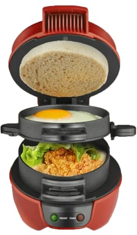 arlote Prensa de Hamburguesas, Máquina para Hacer Hamburguesas, Hamburguesa, Tortilla Multifunción Antiadherente, Máquina para Sándwiches de Desayuno, Enchufe Europeo