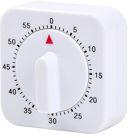 Dokeno Mechanischer Eieruhr, Küchentimer, 60 Minuten Küchenuhr mit Lauter Alarm für Sport Büro, Praktischer Countdown Küchenwecker, Quadrat Küchenwecker für Lernen, KüChe, Backen (Weiß)