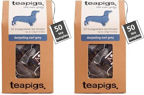 Teapigs Darjeeling Earl Grey Tea Bags Made with Whole Leaves (2 Pack of 50 Tea Bags)