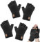 ZOCONE 2 Paar Strick Fingerlose Handschuhe Winter Warme Flexible Touchscreen Halbfinger Ohne Fingerkuppen Damen Herren Unisex Erwachsene (Schwarz)