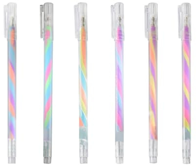 UEAVOID 6 Stück Glitzer Gelstifte Regenbogen Gelschreiber Kinder Magische Zum Ausmalen (Mischfarbe)