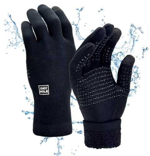 DRYMILE Alpine Waterproof Dexterity Gloves-Thermal Fleece Gloves for Men & Women-Touchscreen & Non-Slip Grip-Hiking, Skiing, Cycling, Fishing & Hunting- S, Black