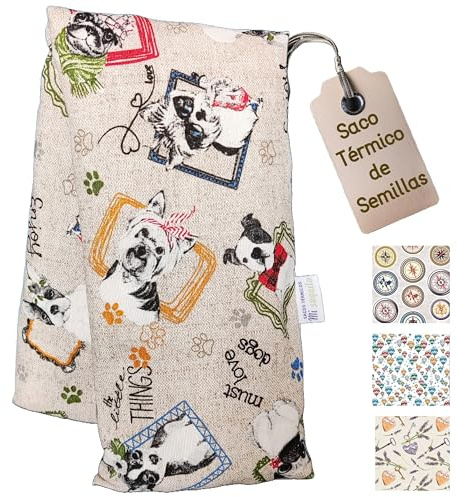 Saco de Semillas para Microondas 57x14 cm con FUNDA LAVABLE EXTRAIBLE– Almohadilla Térmica Reutilizable – Saquito Térmico para Cervical y Lumbar – Bolsa de Calor Natural para Cólicos y Dolor Menstrual