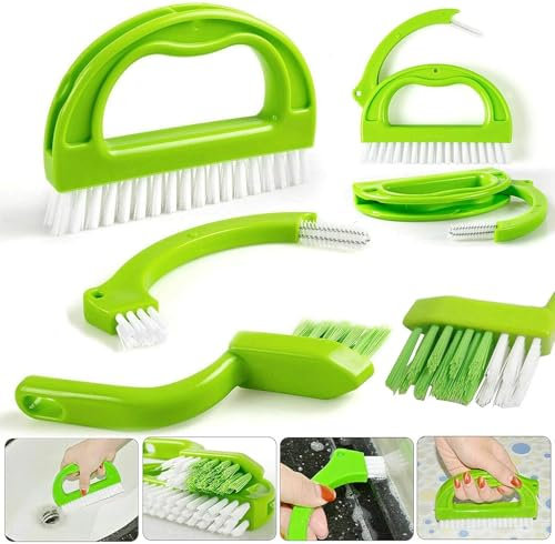 IMBTECH - Cleaning Brush Cleaner 4 in 1 Tile Grout Cleaner Brush For Home, Kitchen & Bathroom - Dirt Scrubbing Tool Stiff - Bristles Cleaning Joints Scrubber - Removes Mould & Cleans Grout