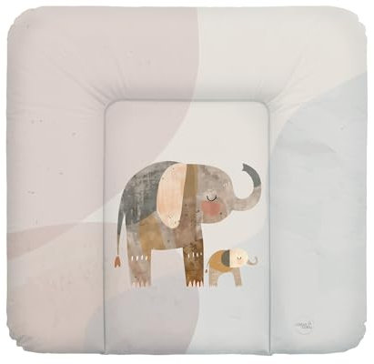 Ceba Baby® weiche Wickelauflage 75x72 cm - Baby Wickelunterlage - Wickeltischauflage für Junge und Mädchen - Wasserdicht, abwaschbar - OEKO-TEX® Standard 100 - Made in EU - Elefantenfamilie
