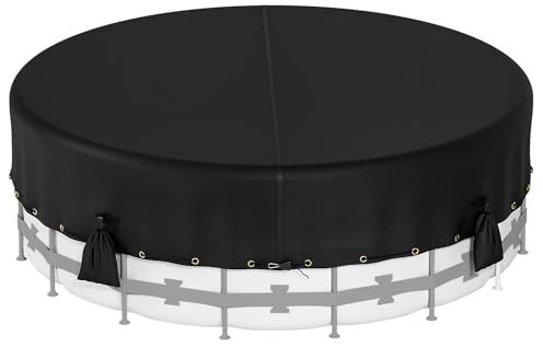 10Ft Round Pool Cover, 600D Oxford Cloth Pool Covers for Above Ground Pools, Pool Solar Cover W/4 Weight sandbags, Waterproof Dustproof Swimming Stock Tank Pool Protector
