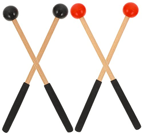 WHAMVOX 2Paare Zungentrommel Schlägel Trommelstöcke aus Holz für Percussion Instrumente für Marimba und Xylophon Langlebige und Praktische Trommelschlägel