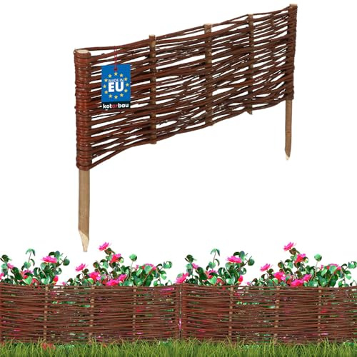 KOTARBAU® Lawn Edging - Garden Edging - Wicker Fence - 60 x 20 cm (23.62 x 7.87 inches) - Brown - Wooden Fencing - Decorative Fence for Flower and Herb
