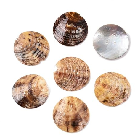 10 hochwertige Perlmuttknöpfe, Akoya-Muschelknopf, 30mm (3,0cm) Tomatencreme-farben rund Zweilochknöpfe a 1,8mm je Loch – 2-Loch-Knöpfe Muschel Knopf zum Annähen nähen aufnähen basteln Bastelknöpfe