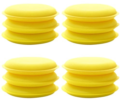 12 esponjas aplicadoras redondas de espuma de cera para coche, 10 cm, esponja de limpieza, herramienta de lavado de coche