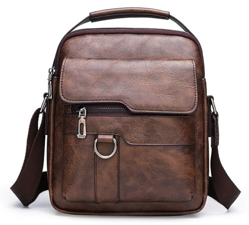 AfitLulu Borsa a tracolla da uomo con 5 tasche business messenger bag con tracolla regolabile, Satchel Sling Bags in similpelle, con chiusura lampo e magnete