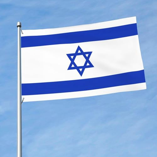 Bandera israelí de 5 x 3 pies, bandera de decoración de una sola cara, colgada en balcones de césped interiores y exteriores