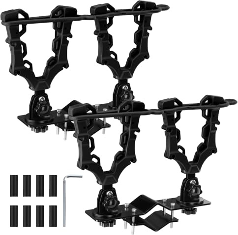 Upgraded Double ATV / UTV Gun Rack, Hunting Tool Holder Mount Compatible with UTV / ATV / Golf Cart / Bicycle, Holding Gun Bow Hunting Tool Shovel Hoe Sickle