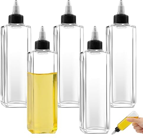 Yooyan 5 Stück Squeeze Flasche 100ml, Ölspender Quetschflaschen, Mehrzweck Kleine Klare Squeeze Plastikflaschen Soßenflaschen mit Schraubdeckel für Flüssige Gewürze Sojasauce Sirup Ketchup Basteln