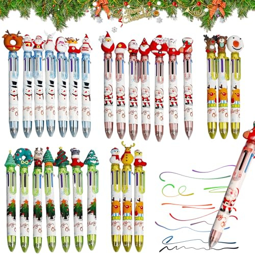 Gelschreiber Weihnachten,27 Stück Weihnachts Kugelschreiber, Einziehbarer Kugelschreiber,Kawaii Gel Stift,Weihnachtsstifte,Weihnachtsmann Tintenroller,für Kinder Studenten Schule Büro
