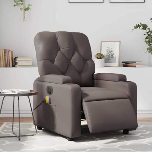 Hommdiy Massagesessel Fernsehsessel Relaxsessel mit Liegefunktion Liegesessel Elektrisch Braun Kunstleder