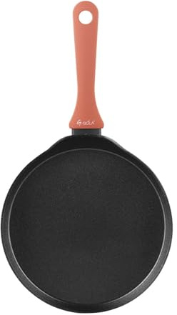 G-SOLA Crepera Rainbow Red 24 cm – Aluminio forjado, fondo difusor Edge to Edge, mango soft touch rojo, apta inducción y lavavajillas