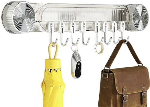 Ganci da parete a – Montaggio senza, mobile a otto ganci, porta utensili per barra scorrevole impermeabile, resistente e robusto, organizer per la casa, per doccia, bagno