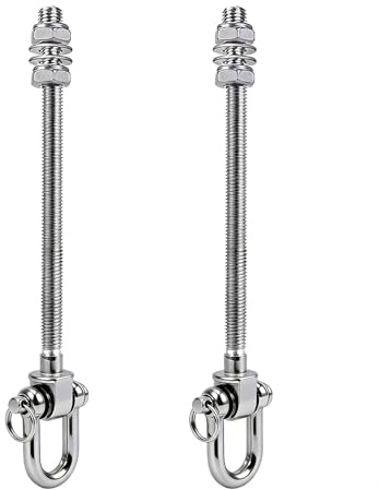 Vexnaro Ganci per Altalena Resistenti in Acciaio Inox con Cuscinetti Confezione da 2, Bulloni M10 Girevole, capacità 680 kg, per Travi in Legno e Acciaio, Altalena Portico, Sedia Sospesa (2)