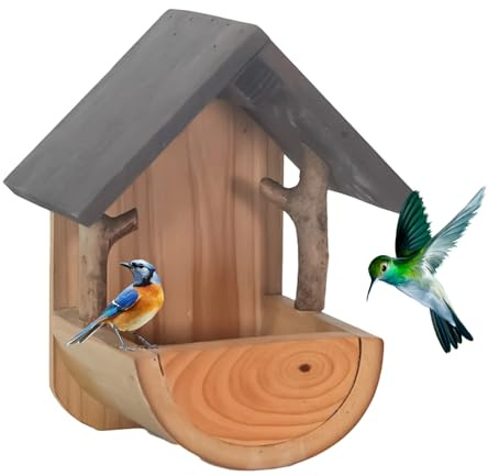 Comederos para pájaros al Aire Libre | de Madera para Pared Resistente a la Intemperie - para balcón para Comida y Aves de compañía Aviario Colibríes