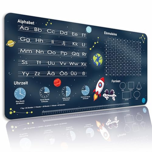 Schreibtischunterlage Kinder abwischbar 80x40 cm Lernunterlage Schreibtisch Unterlage & Tischunterlage Schreib-Tisch Deskmat & Unterlage Robuste Malunterlage Schreibtisch Unterlegmatte (Weltraum)