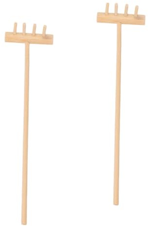 MINAOLULUS Mini Râteau de Jardin Zen en Bambou 14 Cm, 2 Pièces, Outil Miniature pour Bac à Sable, Décoration Jardin Zen, Accessoire Bureau et Plantes en Pot, Outil Manuel pour Jardinage