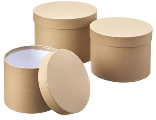 Set of 3 Natural Kraft Round Nesting Lined Hat Boxes, Decorative Storage Boxes with Lids, Ideal for Gifts or Flowers