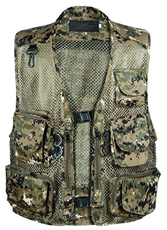 Mens Outdoor Photography Camping Hunting Fishing Hiking Working Vest Multi Pocket Casual Camo Mesh Waistcoat Jacket Top GreenDZ M