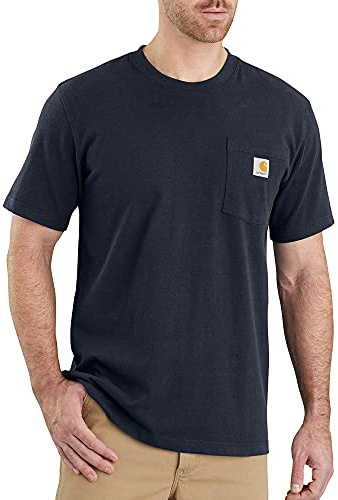 Carhartt Relaxed Fit Heavyweight Short-sleeve K87 Pocket T-shirt, Camiseta Work Utility, Hombre, Azul Marino, XL