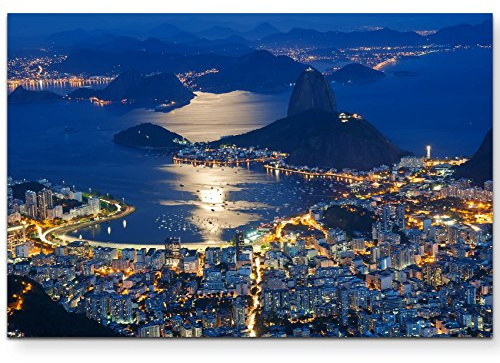 Paul Sinus Art Leinwandbilder | Bilder Leinwand 120x80cm Rio de Janeiro bei Nacht