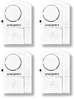 energeeks - Pack de 4 Alarmas de Apertura para Puertas y Ventanas - Protección del Hogar - Seguridad Autónoma - Fácil Instalación - Sin Necesidad de App - Sin Necesidad de Conexión a Internet
