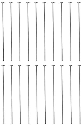 DIY925 20 Stück Kopfstifte Prismenstifte 925 Sterling Silber 50mm x Ø 0,5mm Kopf 1,8mm für Kettelstifte Ohrhänger Schmuckherstellung DIY