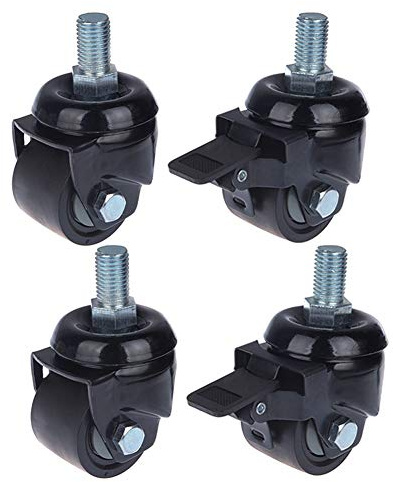2'' 2,5'' 3 zoll Lenkrollen Schwerlast Gewinde M16 Industrielle Rollen 300kg-600kg Niedriger Schwerpunkt Leise Nylon Schwenkrollen mit Bremse für Mechanische Ausrüstung Werkbank Transport 4 Stück