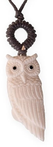 Fly Style Eule Ketten Anhänger aus Knochen - Eulen Halskette Damen - Amulett Kette