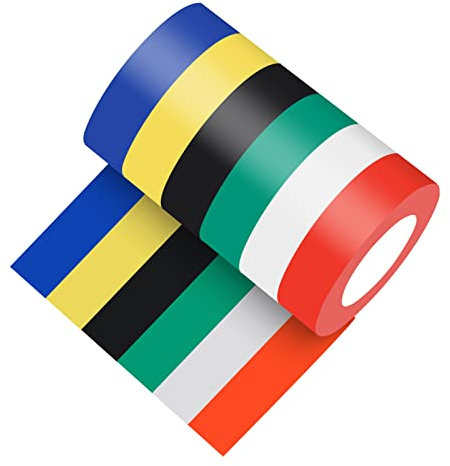 Xrkuu Paquete de 6 cintas eléctricas, cinta aislante de color mixto, 0.6 pulgadas x 50 pies, cinta aislante de PVC, resistente al agua, rollo de cinta adhesiva de colores para interiores y exteriores