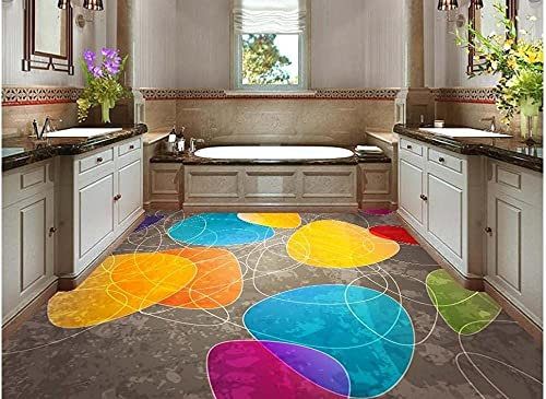 3D stereoskopischer Retro-bunter Boden Custom Photo selbstklebende PVC wasserdichte 3D-Boden 3D-Bodentapeten-150 * 105cm