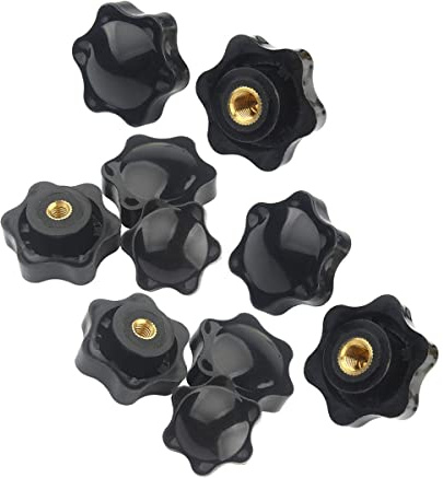 2/10 Stück schwarze Rändelschraube, M4, M5, M6, M8, M10, M12, Sternkopf, gerändelte Rändelschraube, Griffknöpfe, Klemmschraube für Maschinen-Verriegelung
