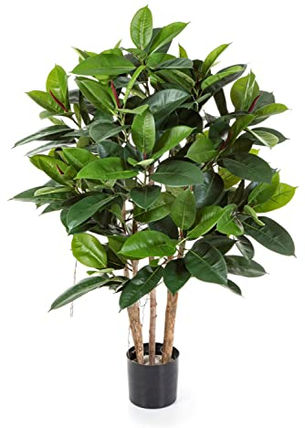 artplants.de Kunst Gummibaum Azzurra, grün, 120cm - Künstliche Grünpflanze