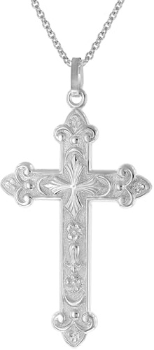 trendor Herren-Kette mit orthodoxem Kreuz Anhänger 45 mm 925 Silber 41388 | zeitloser Halsschmuck aus Sterlingsilber für Männer, elegante Geschenkidee,