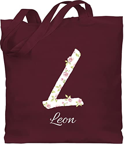 Baumwolltasche - Initialen - Personalisiert Abschiedsgeschenk mit Namen Geschenkidee Buchstabe - Unisize - Bordeauxrot - namens geschenke buchstaben stoffbeutel wechselwäsche beutel kita