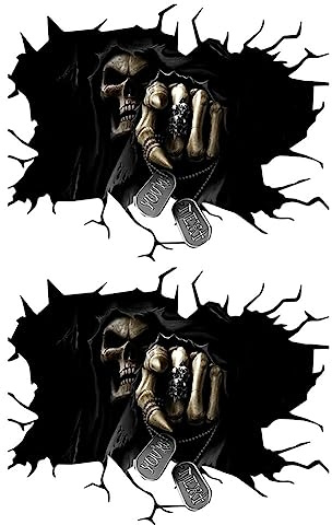 URFEDA 3D Horror Totenkopf Auto Aufkleber - Wasserdicht, Schwarz, Schädel, Gothic, Outdoor, 2 Stück