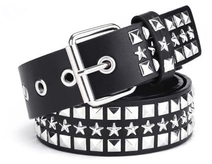 CWCYYDSYY Y2K Punk Hip Hop Kunstleder Ösen für Halloween für Damen und Herren, silberfarben