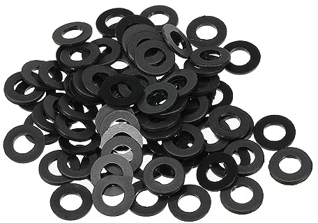 PATIKIL M5 Nylon Flache Unterlegscheiben 80 Packung 5mm ID 10mm AD 1mm Dick Dichtungsringe Beilagscheiben Dichtring für Wasserhahn Rohre Wasser Schlauch Befestiger Bolzen Schwarz