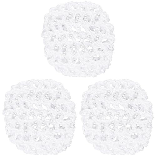 FRCOLOR 3st Mesh-brötchen-haarnetze Haarknotennetz Für Mädchen Frauen Haarschmuck Für Balletttanz Kopfbedeckung Schal Haarnetz Für Dutt Unsichtbare Haarnetze Stirnband Elastisch Weiß
