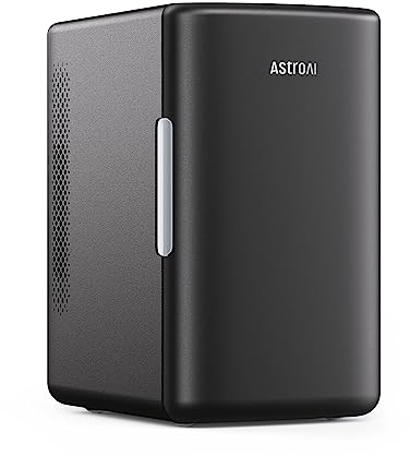 AstroAI 2 in 1 Mini Kühlschrank, 6 Liter Fridge / 8 Dosen mit Kühl- und Heizfunktion, 12V / 220V Steckdose für Autos, Büros und Schlafsäle, Schwarz